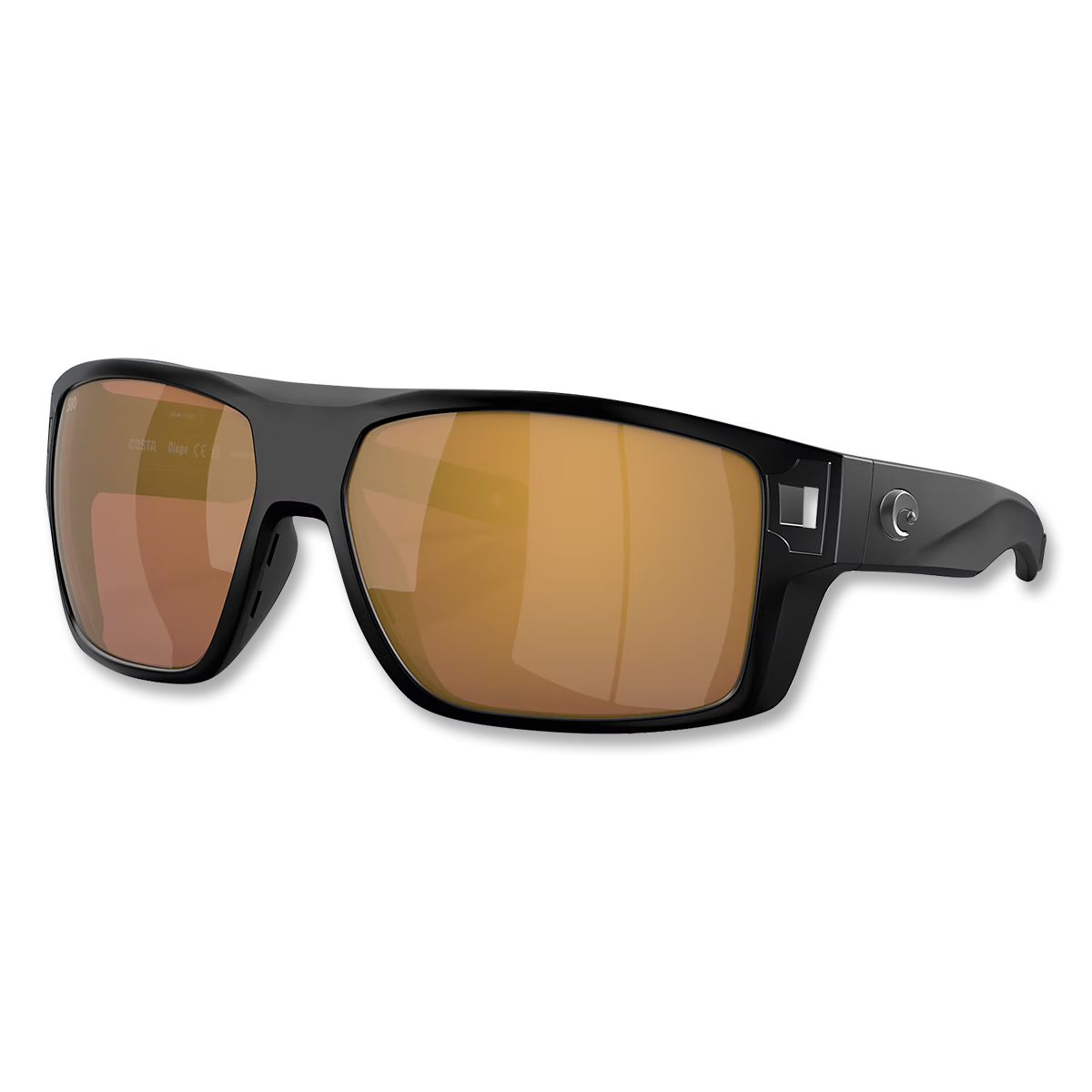 Diego Polarized Glass 580 Sunglasses - Matte Black/Gold Mirror