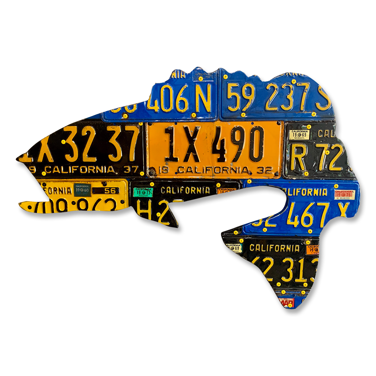 Cody's Fish License Plate Creations - Antique California Bass